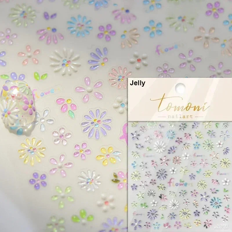 Hipster Pure White Flowers Rose Spring Lily Peony Camellia Daisy Jelly Cherry Blossom Magnolia Nail Art Stickers Manicure Decals