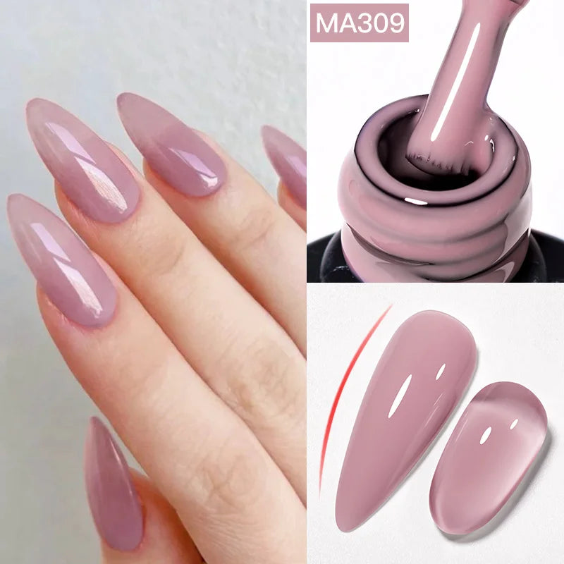 MEET ACROSS 7ml Jelly Nude Shimmer Rubber Base Gel Glitter Pink Purple UV/LED Nail Art Vernis Gel Polish for Manicure Nails DIY