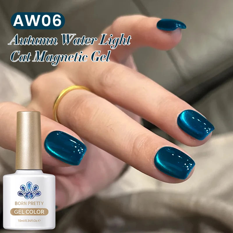 BORN PRETTY Sparkling Glass Bead Cat Magnetic Gel Nail Polish Flash White Spar Red Color Semi Permanent Soak Off UV Gel Varnish