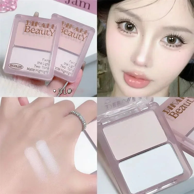 Two-tone Highlight Shading Powder Contour Palette Natural Matte Brighten Skin Blusher Bronzers Shaping Face Nose Shadow Makeup