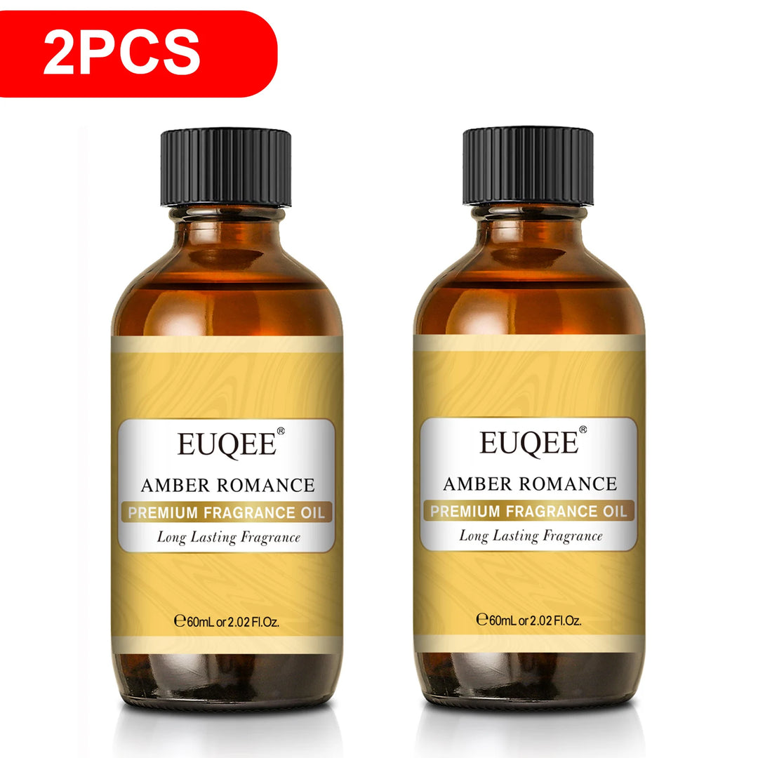 EUQEE 60ml Men's Fragrance Oils with Glass Dropper Leather Dragons Blood Forest Pine Chocolate Aroma Oils For Car Diffusion