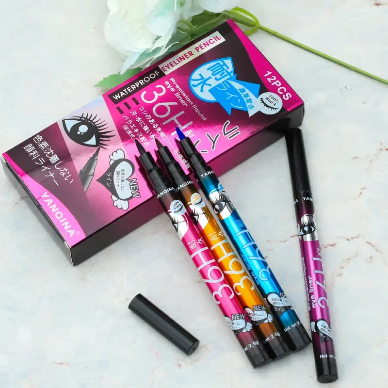 36H Black Quick-drying Eyeliner Waterproof Liquid Eye Liner Pen Long Lasting Smooth Pencil Not Blooming Eyes Makeup Cosmetics