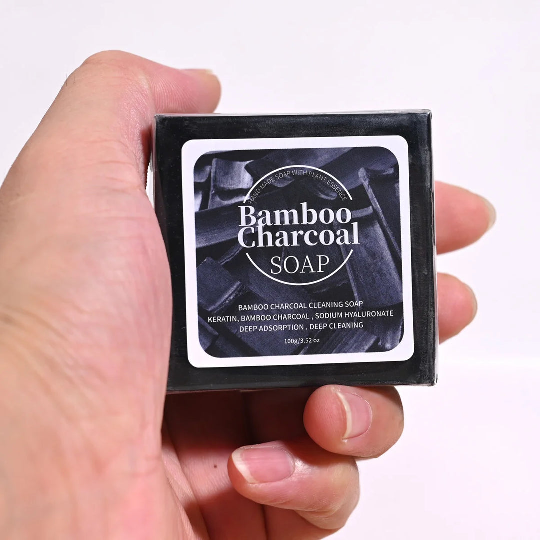 B+100G Bamboo Charcoal Powder Deep Cleansing Soap Plant Oil Soap Keratin Protein Men's Bath and Face Wash Handmade Soap