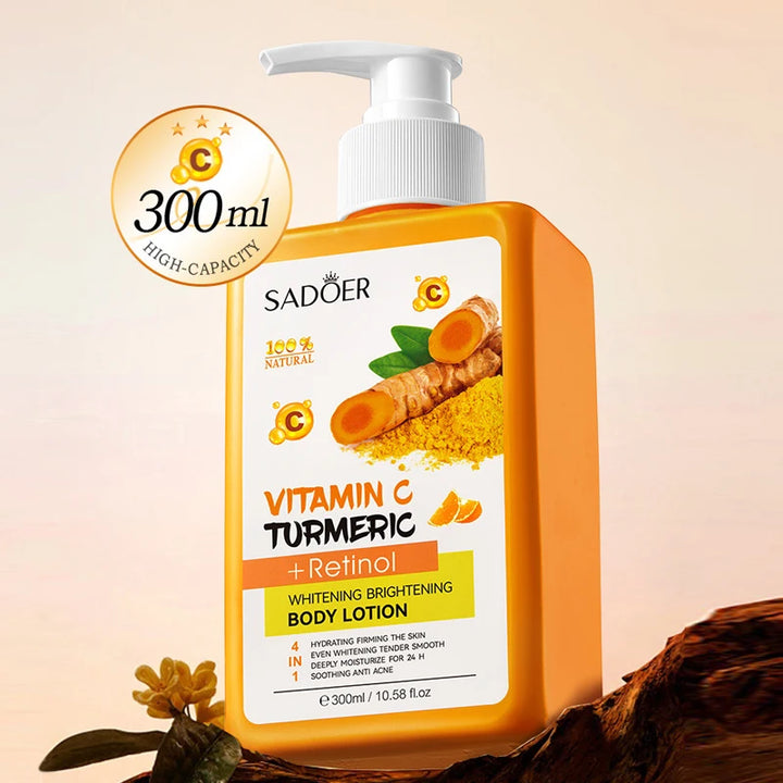 300ml Turmeric Body Cream Dark Spots Whitening Lotion Vitamin C Moisturizing Face Cream Tender Firming Body Skincare