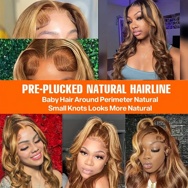 1b30 Black Brown Lace Front 13x4 Body Wave Wigs  P427 Highlight Ombre  Human Hair 13x6 HD Lace Frontal Blonde Colored Wig