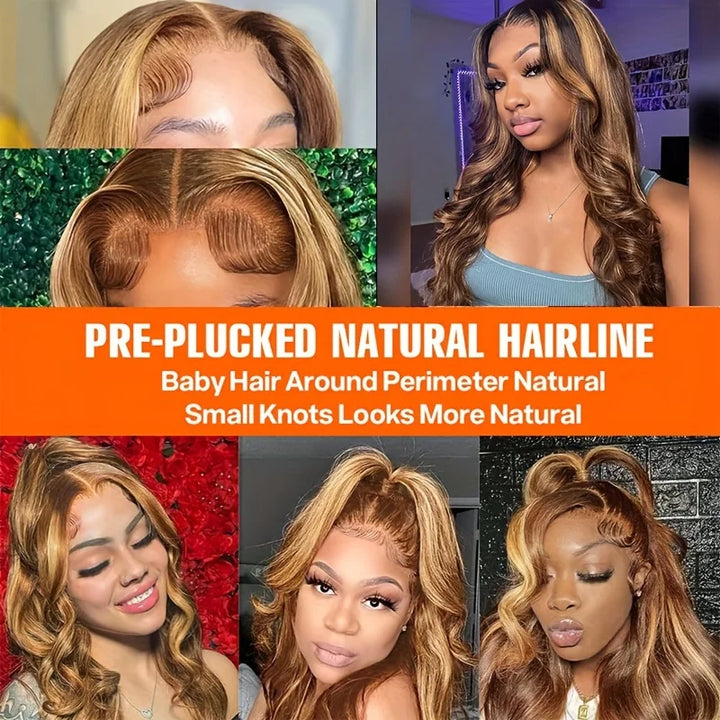 1b30 Black Brown Lace Front 13x4 Body Wave Wigs  P427 Highlight Ombre  Human Hair 13x6 HD Lace Frontal Blonde Colored Wig