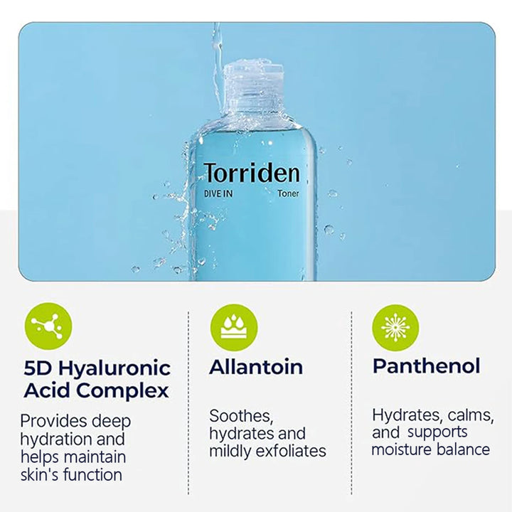 Torriden Dive In Low Molecular Hyaluronic Acid Toner 300ml,Lightweight Liquid,Revitalizing & Featherlight,K-Beauty,Korean Makeup