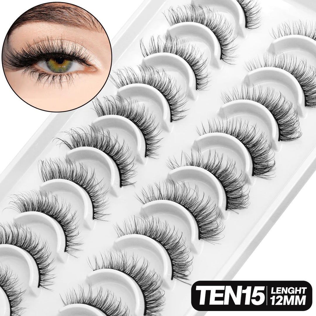 GROINNEYA 5/10 pairs 3D Mink Lashes Faux Mink Fluffy Lash Soft Full Thick Wispy Eyelash Dramatic False Eyelashes Makeup