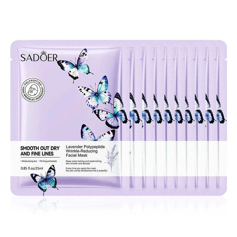 SADOER Lavender Face Mask Anti Wrinkles Hydrating Anti-Aging Moisturizing Facial Masks Sheet Mask for Face Skin Care Products