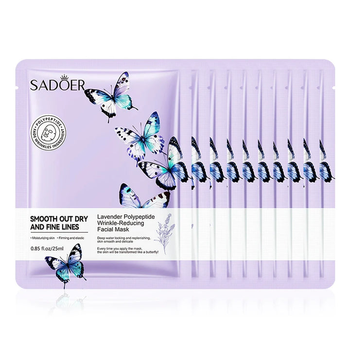 SADOER Lavender Face Mask Anti Wrinkles Hydrating Anti-Aging Moisturizing Facial Masks Sheet Mask for Face Skin Care Products