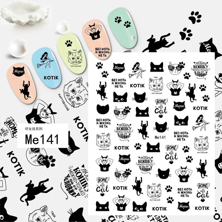 Nail Art Stickers Woman Girl Sexy Sticker Body Press on Nail Slider Black White Decal Decoration Nail Design Accessories Wraps