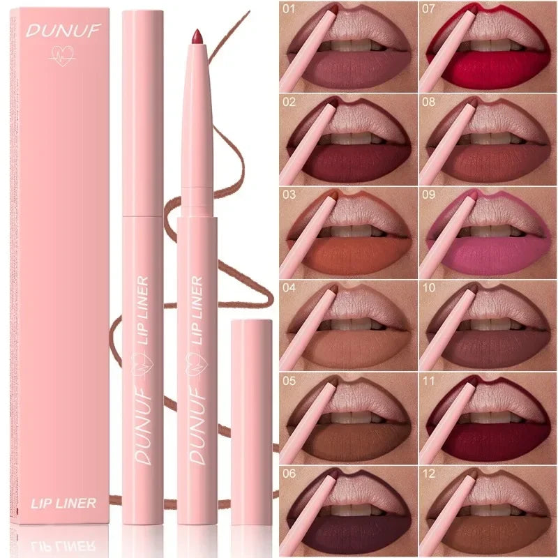 12color Velvet Matte Lip Liner for Easy Coloring Lip Makeup Nude Red Brown Tint Lipliner Soft Smooth Lasting Lipliner Crayon Set