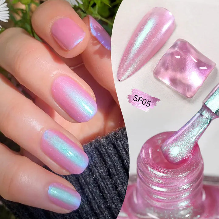 LILYCUTE 7ml Glitter Nail Polish Colorful Bright Sparkling Glitter Pearl Nail Art DIY Decoration No Need of Lamp to Cure