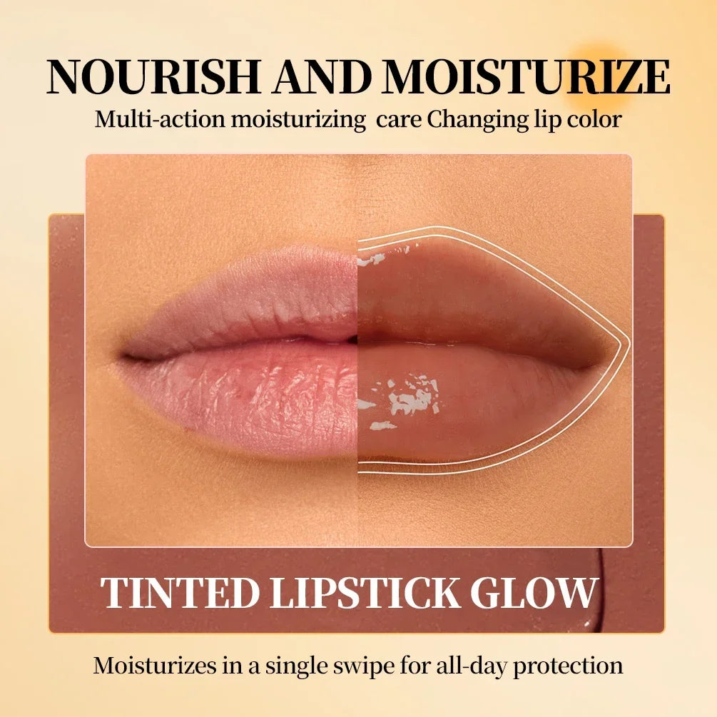 QIBEST Natural Moisturizing Honey Lip Balm Smooth Long Lasting Tinted Lipstick Lip Stain Makeup Changing Lip Color Plumping