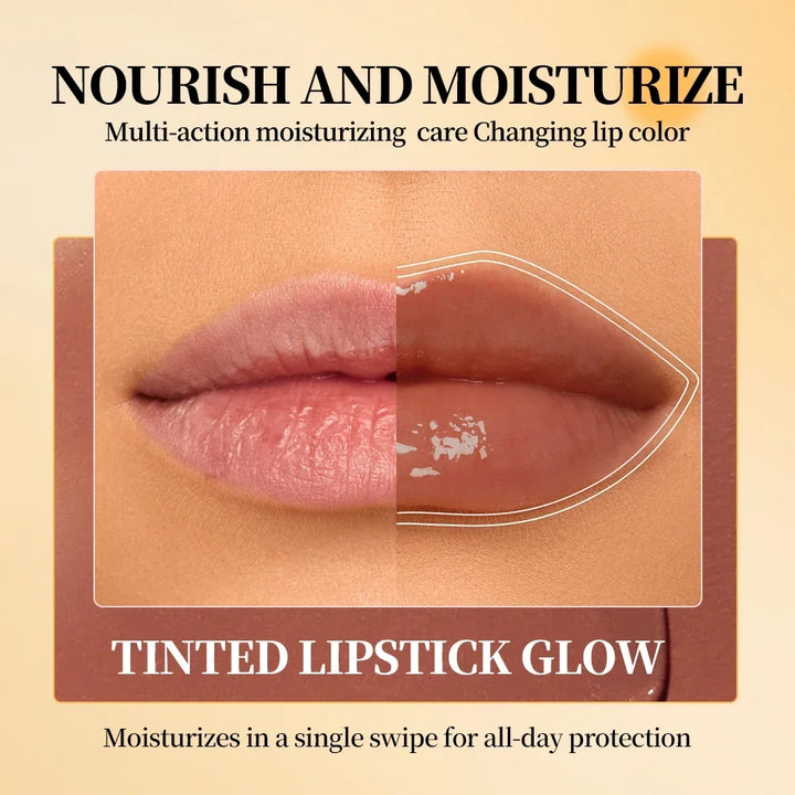 QIBEST Natural Moisturizing Honey Lip Balm Smooth Long Lasting Tinted Lipstick Lip Stain Makeup Changing Lip Color Plumping