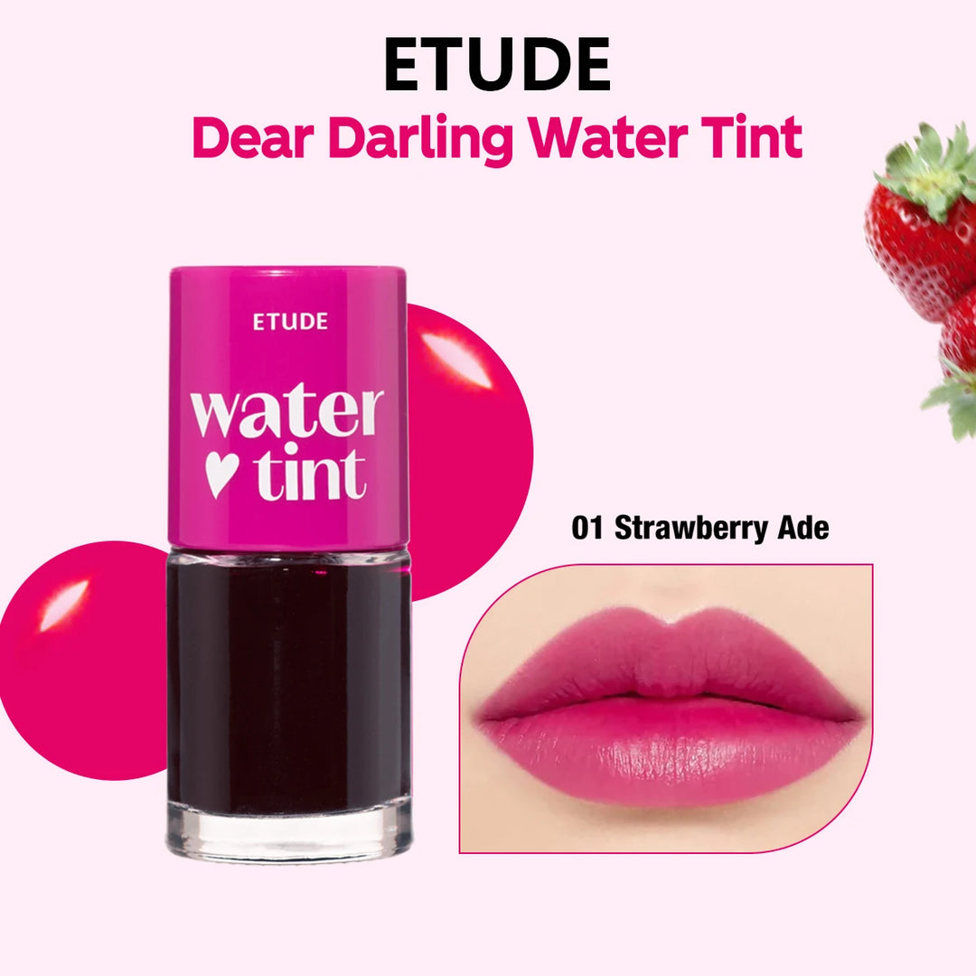 ETUDE Dear Darling Water Tint,Non-Sticky & Breathable,Watercolor-Like Sheer Finish,Brightening Lip Tint,K-Beauty,Korean Makeup