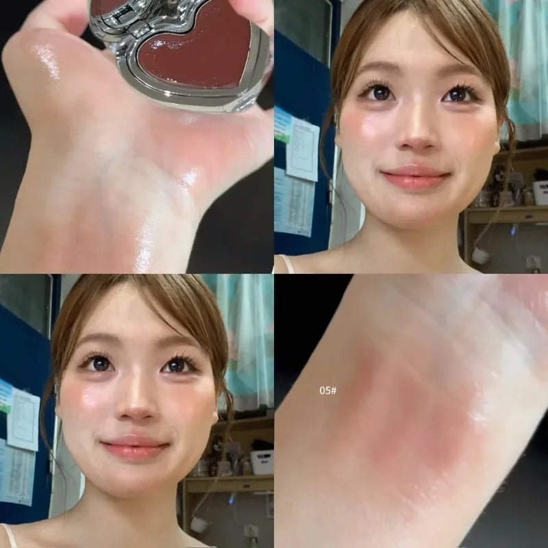 Highlighter Cream Blusher Palette Multi-Use Water Light Natural Red Cheek Color Brightening Jelly Rouge Paste Easy Blend Makeup