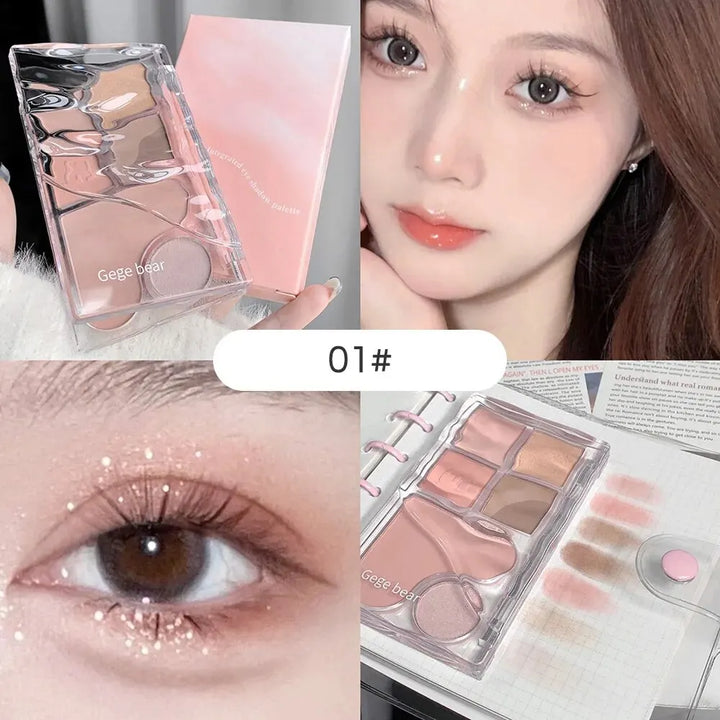 Pinky Heart Gege Bear Eyeshadow Palette Matte Pearlescent Earth Color Sequin Long-Lasting Eyeshadow And Contour Palette