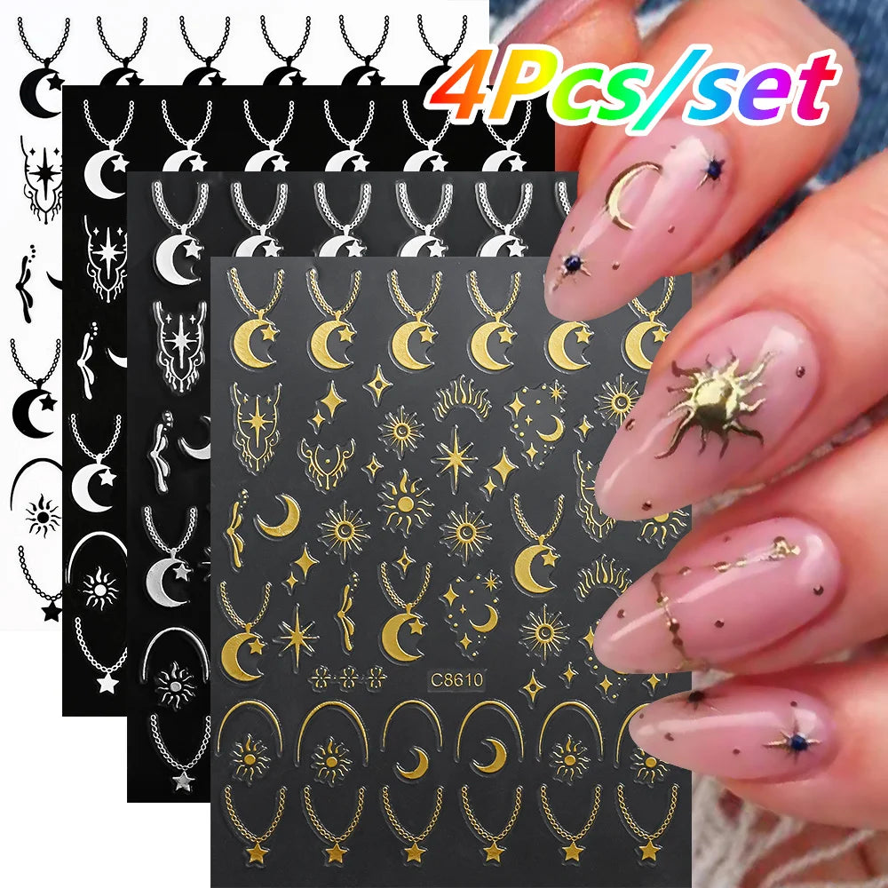 4/6Sheet/Kit Holographic Rainbow Love Heart Nail Sticker 3D Laser Heart Nail Decal Self-Adhesive Love Heart Manicure Slider &*&