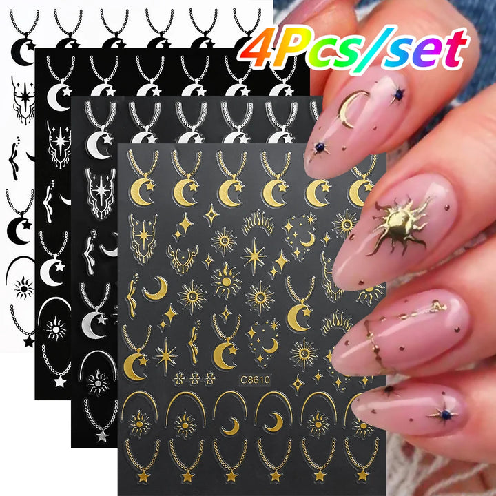 4/6Sheet/Kit Holographic Rainbow Love Heart Nail Sticker 3D Laser Heart Nail Decal Self-Adhesive Love Heart Manicure Slider &*&