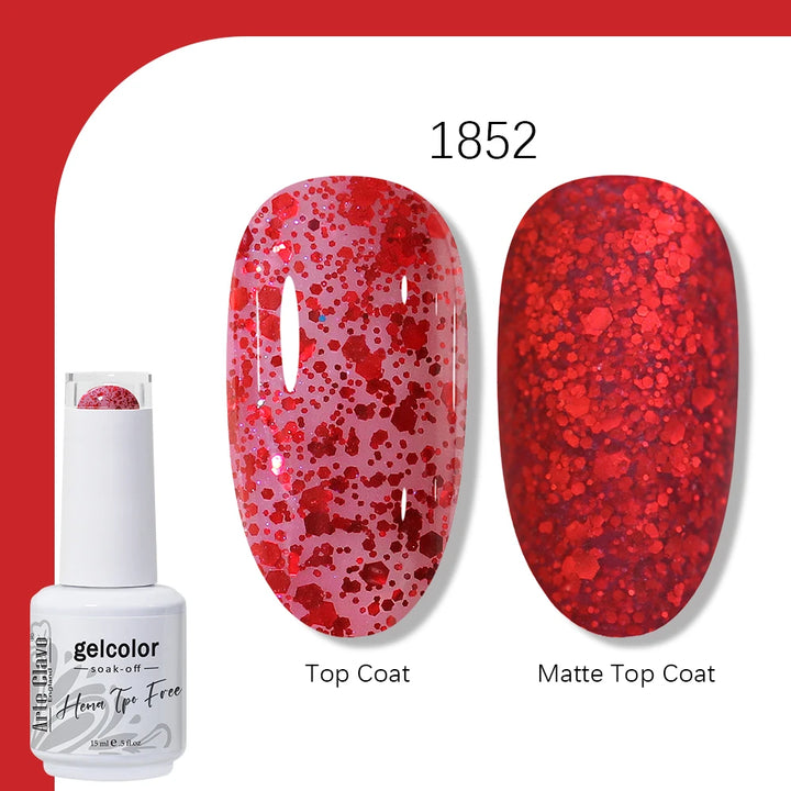Arte Clavo Solid Color Gel Nail Polish 15ml Soak Off UV LED Gel Semi-Permanent Glitter Polish For Manicure Nail Art Salon Gel