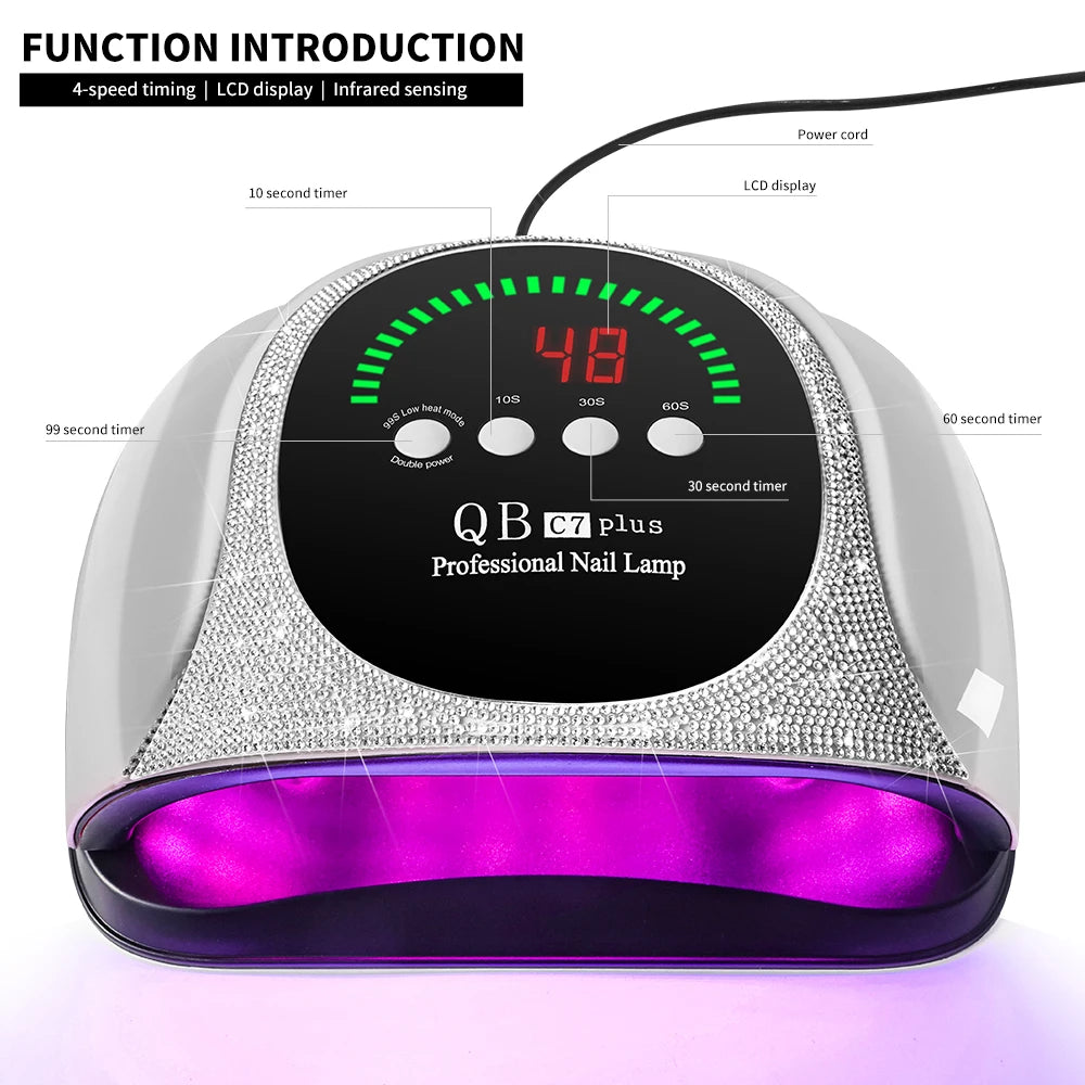 Professional Nail Dryer 57 LED Nail Art Lamp Diamond Drying Lamp with LCD Screen Can Quickly Cure All Nail Polish Gel Equipment