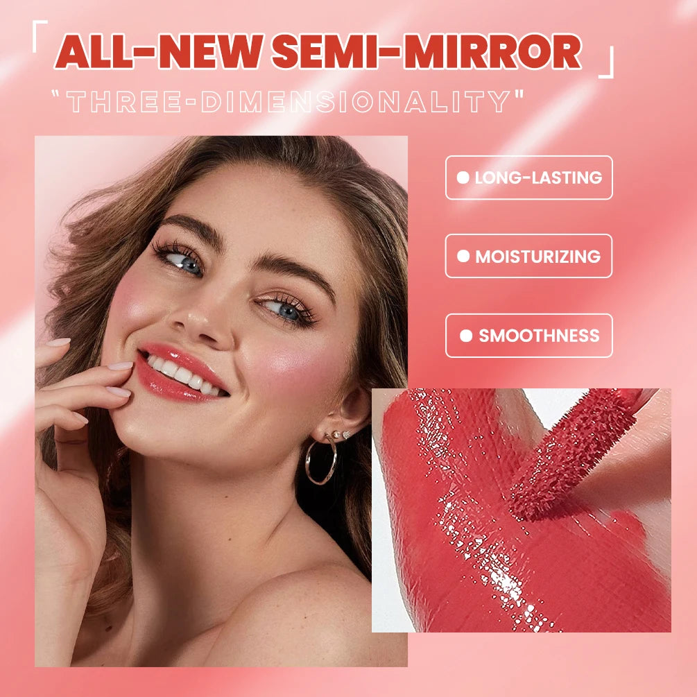 QIBEST 8 Color Watery Lip Gloss Waterproof Long Lasting Mirror Lip Glaze Moisturizing Liquid Lipstick Tint Women Makeup Cosmetic