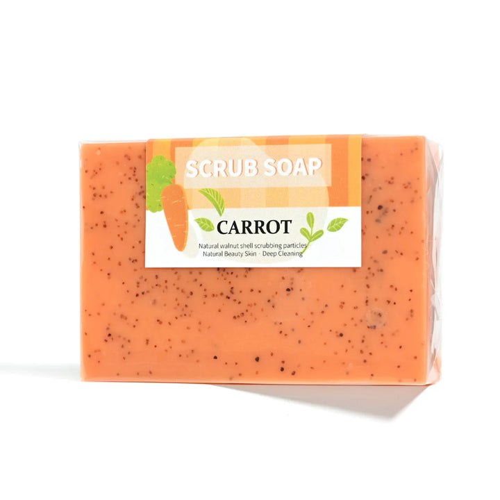 100% Organic Carrot Soap, Natural Walnut Granules, Bright White Essential Oil, Glycerin Bath Handmade Soap, Moisturizing And Nou