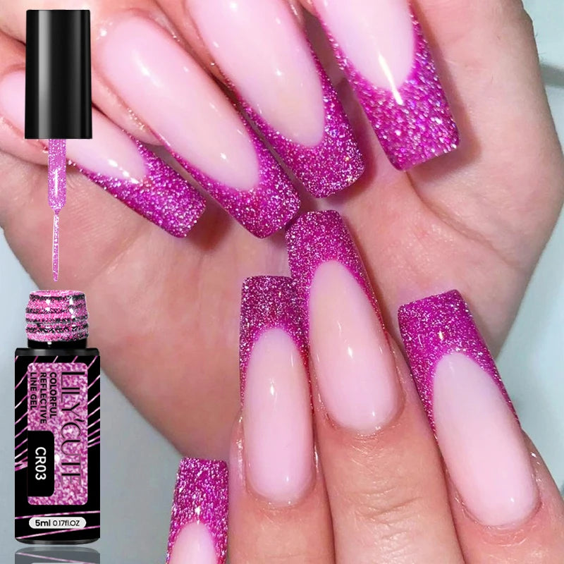 LILYCUTE 5ml Super Bright Silver Metallic Painting Liner Gel Nail Polish Drawing Stripe Graffiti Mirror Pull Line UV Gel Varnish