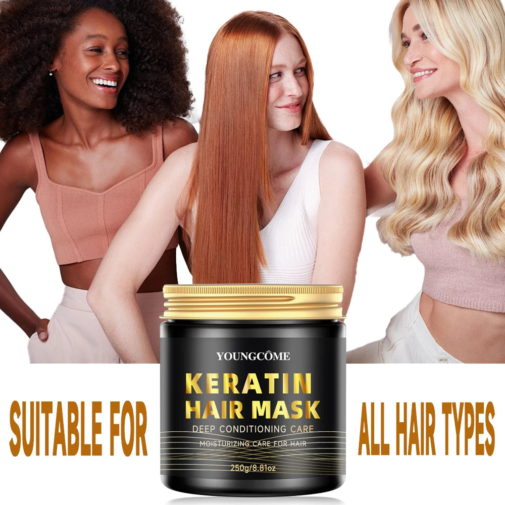Collagen Hair Mask Repair Damage Dry Frizz Hair Keratin Treatment Soft Smoothing Shiny Deep Moisturizing Curly Hair Care Product