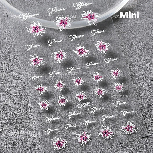 Flowers Blooming Cherry Blossom Sakura Living Peach Branch 5D Soft Relief Spring Adhesive Nail Art Sticker Chic Manicure Decals