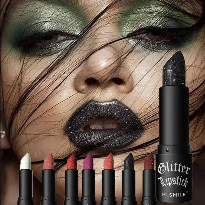 7 Colors Diamond Matte Lipstick Non-stick Cup Flash Lasting Pearlescent Metallic Lipstick Dark Black Lipgloss Women Lips Makeup