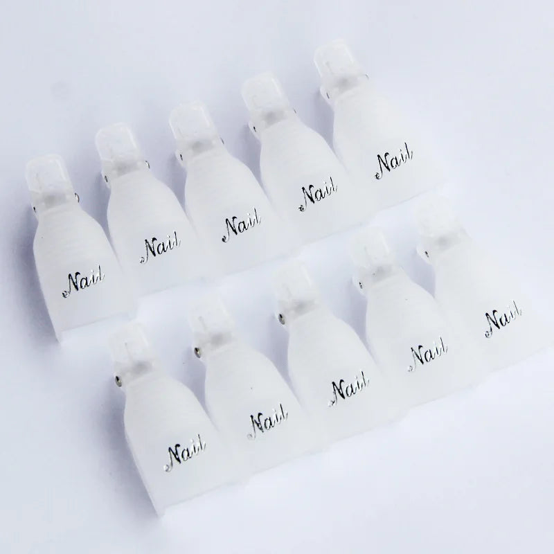 10Pcs Professional Plastic Pink/White Nail Art Soak Off Cap Clip 5*2cm*10Pcs UV Gel Polish Remover Wraps Remover Clips Cleaner