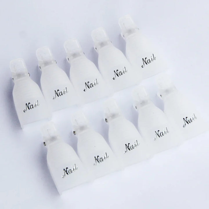 10Pcs Professional Plastic Pink/White Nail Art Soak Off Cap Clip 5*2cm*10Pcs UV Gel Polish Remover Wraps Remover Clips Cleaner