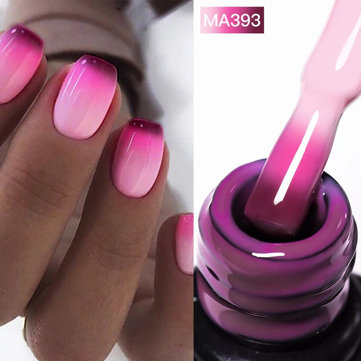MEET ACROSS 7ml Jelly Nude Shimmer Rubber Base Gel Glitter Pink Purple UV/LED Nail Art Vernis Gel Polish for Manicure Nails DIY