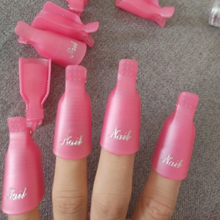 10Pcs Professional Plastic Pink/White Nail Art Soak Off Cap Clip 5*2cm*10Pcs UV Gel Polish Remover Wraps Remover Clips Cleaner