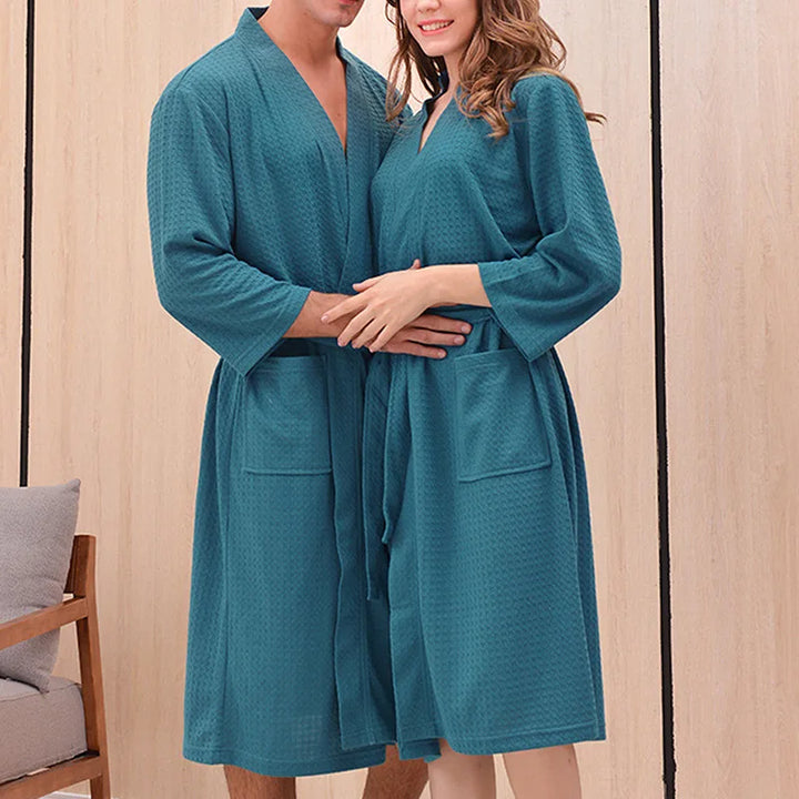 Women Men Bath Robe Waffle Shower Sleepwear Nightgowns Robe Male Female Bathrobe Long Woman Man Pajamas