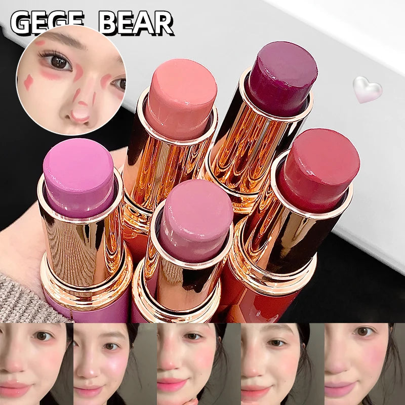Jelly Blush Stick Multi-use Lip & Cheek Tint Soft Glow Hydrating Glowing Natural Low Saturation Pink Purple Blush Korean Makeup