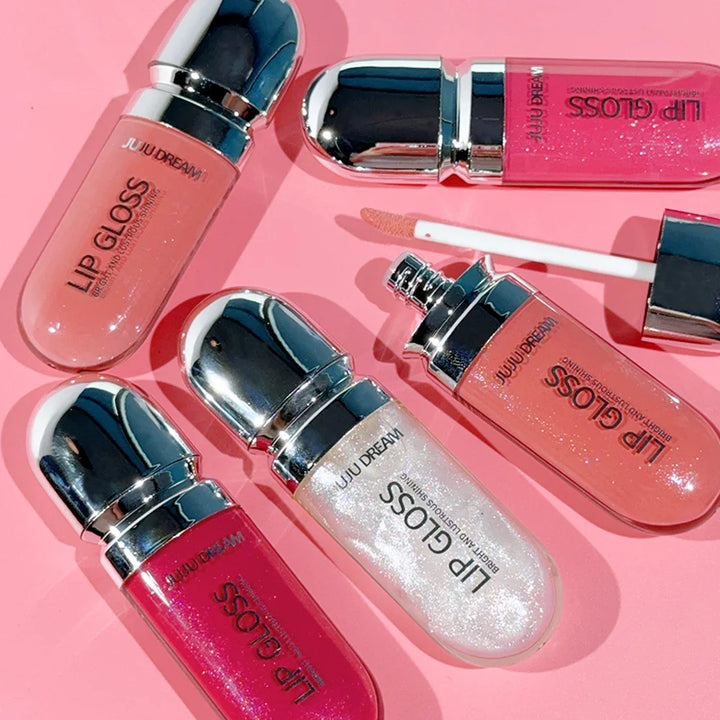 Long-Lasting Water-Gloss Plump Lip Gloss Capsule - Moisturizing & Hydrating Shine Mirror Transparent Pinkish-Shimmer  Lip Glaze