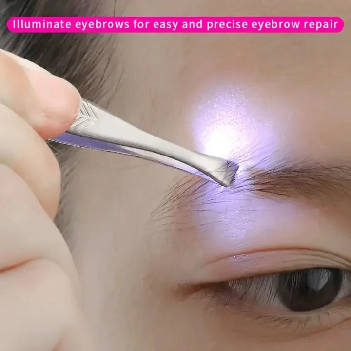 1/2pcs Eyebrow Tweezer with LED Light Smart Design Precision Eyelash Hair Remove Stainless Steel Tweezers Portable Makeup Tools