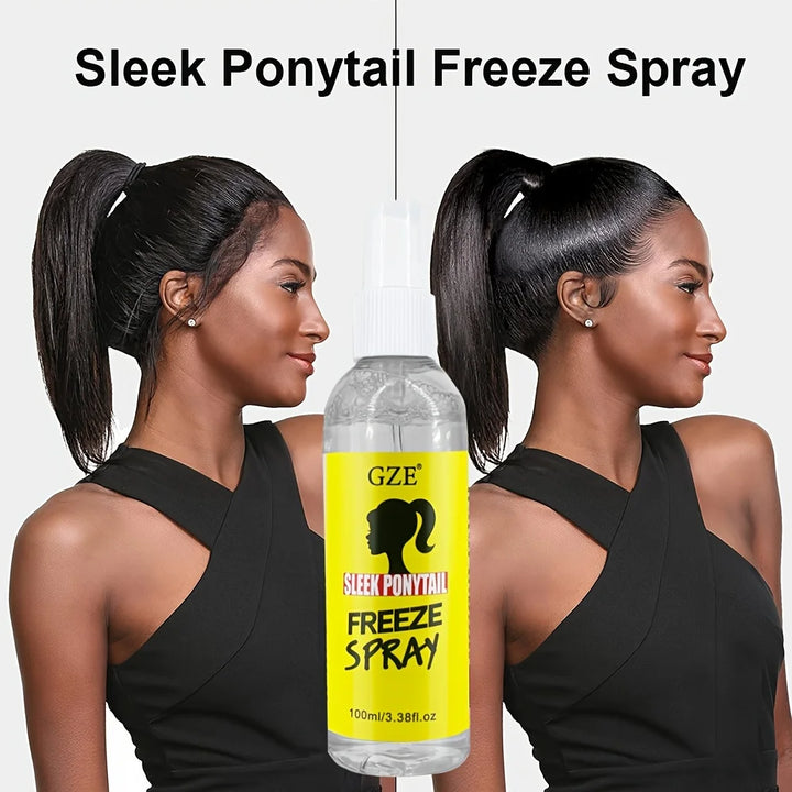 GZE Sleek Ponytail Freeze Spray - Long Lasting Hold, Frizz Control, and Shine - Non-Sticky Formula for Professional Looking