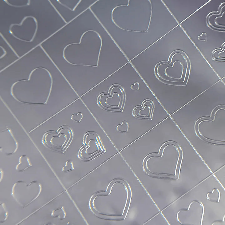 3D Checkered Transparent Spray-painted Nail Art Accessories Sticker French Line Heart-shaped Butterfly Nail Decorations Stickers