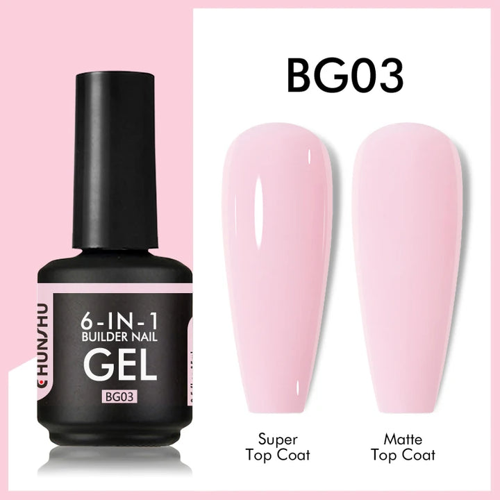 CHUNSHU 6 IN 1 Extension UV Gel Polish In A bottle Builder Nail Gel Rubber Base Coat Semi Permanent Nails Art Self-leveling 15ML