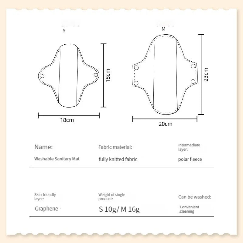 18*18cm Reusable Menstrual Pads Fleece Graphene Daily Absorbent Care Panty Liner Sanitary Pad Washable Pads Cotton for Period