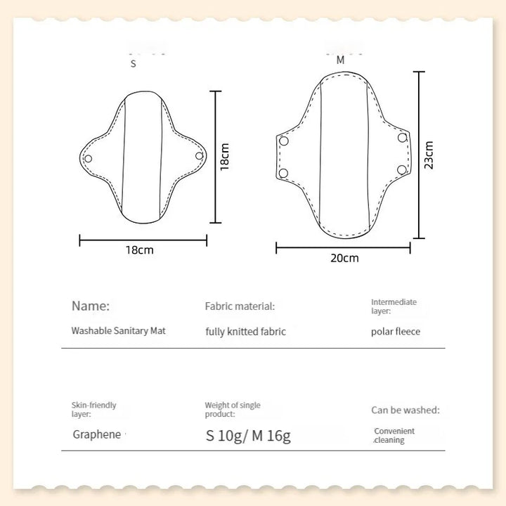 18*18cm Reusable Menstrual Pads Fleece Graphene Daily Absorbent Care Panty Liner Sanitary Pad Washable Pads Cotton for Period