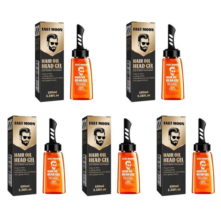 2 in 1 Men's Hair Styling Gel With Wide Tooth Comb Long-lasting Fluffy Hair Styling Oil Styling Cream Strong Hold & Shine
