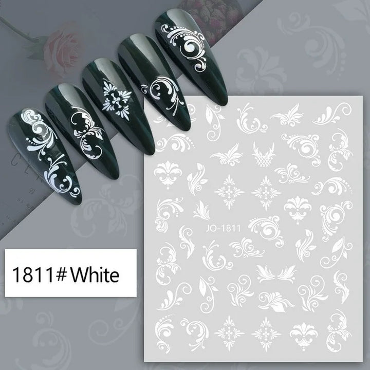 Nail Art Stickers Woman Girl Sexy Sticker Body Press on Nail Slider Black White Decal Decoration Nail Design Accessories Wraps