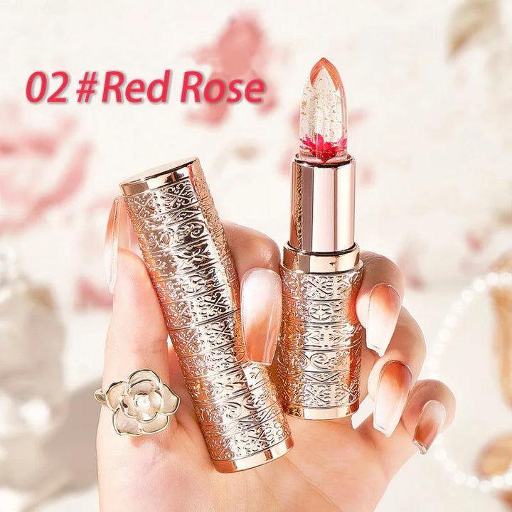 Temperature Color Changing Women Flower Lipstick Transparent Waterproof Moisturizing Crystal Jelly Pearlescent Lip Balm Cosmetic