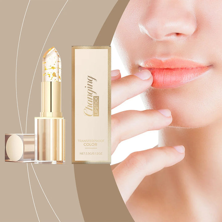 Color Changing Lipstick - Gilded Transparent, Transferproof Long Lasting Jelly Lip Balm with Deep Nourishment & Plumping Repair