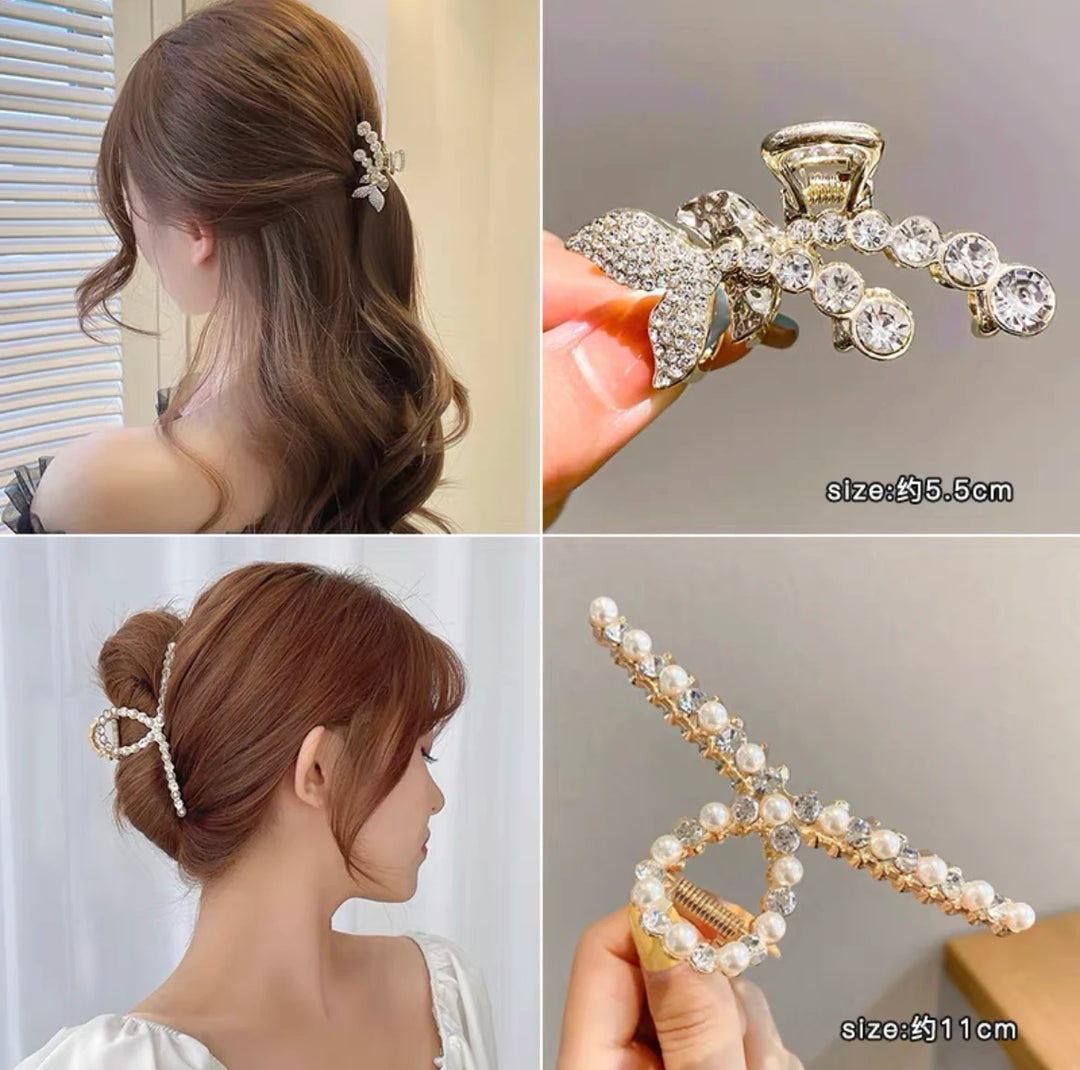 Mini Pearl Hair Claws Clips for Women Elegant Rhinestone Headwear Hairpins Hair Crab Barrettes Hair Accessories for Women